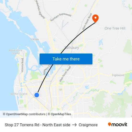 Stop 27 Torrens Rd - North East side to Craigmore map