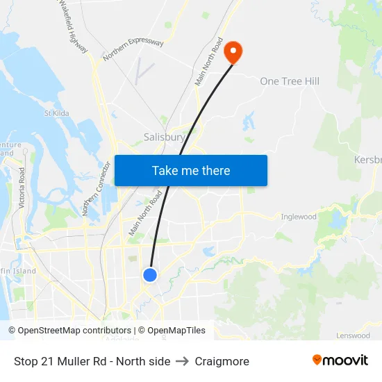 Stop 21 Muller Rd - North side to Craigmore map