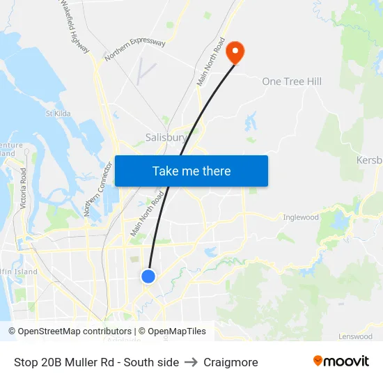 Stop 20B Muller Rd - South side to Craigmore map