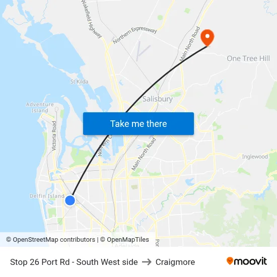 Stop 26 Port Rd - South West side to Craigmore map