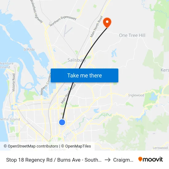 Stop 18 Regency Rd / Burns Ave - South side to Craigmore map
