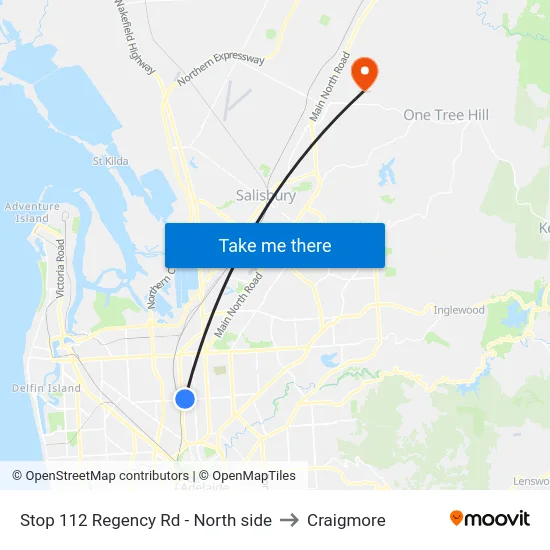 Stop 112 Regency Rd - North side to Craigmore map