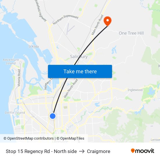 Stop 15 Regency Rd - North side to Craigmore map