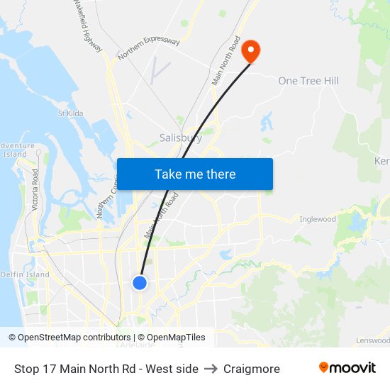 Stop 17 Main North Rd - West side to Craigmore map