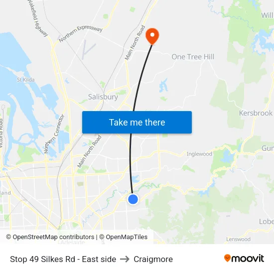 Stop 49 Silkes Rd - East side to Craigmore map