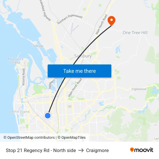 Stop 21 Regency Rd - North side to Craigmore map