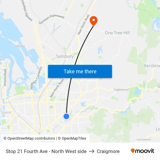 Stop 21 Fourth Ave - North West side to Craigmore map