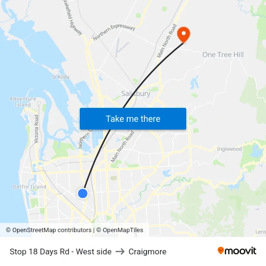 Stop 18 Days Rd - West side to Craigmore map