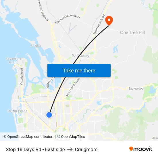 Stop 18 Days Rd - East side to Craigmore map