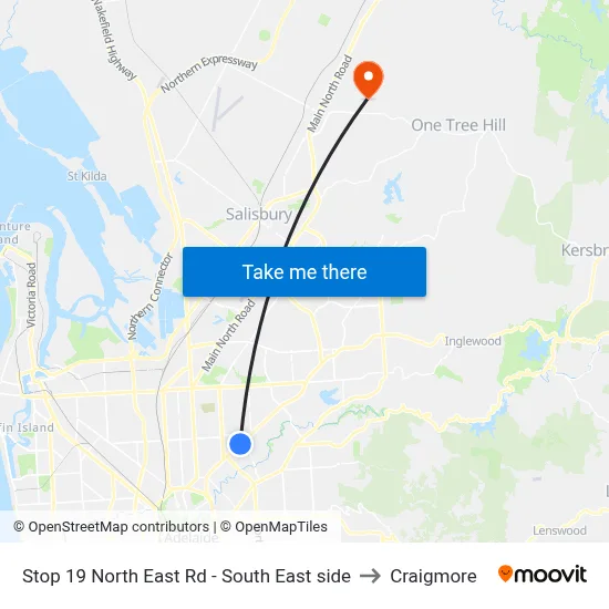 Stop 19 North East Rd - South East side to Craigmore map