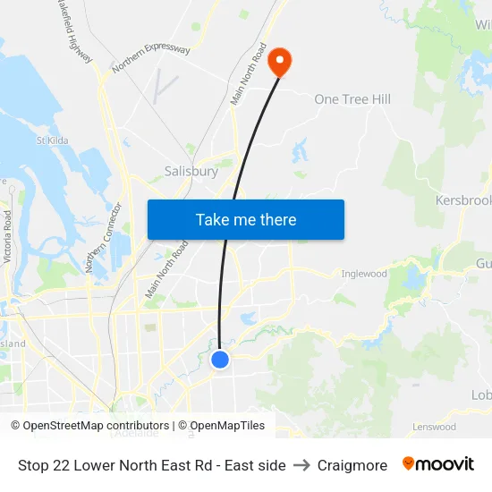 Stop 22 Lower North East Rd - East side to Craigmore map