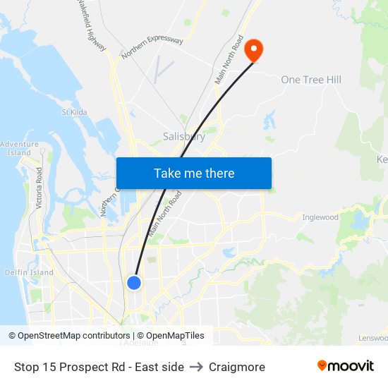 Stop 15 Prospect Rd - East side to Craigmore map