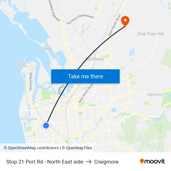 Stop 21 Port Rd - North East side to Craigmore map