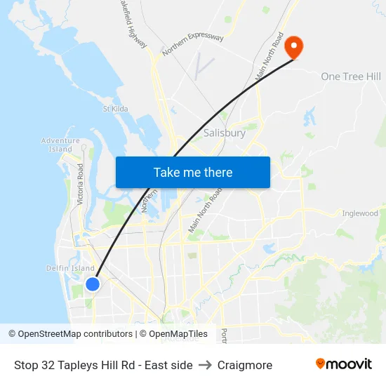 Stop 32 Tapleys Hill Rd - East side to Craigmore map
