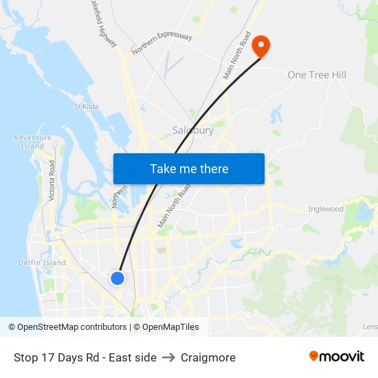 Stop 17 Days Rd - East side to Craigmore map