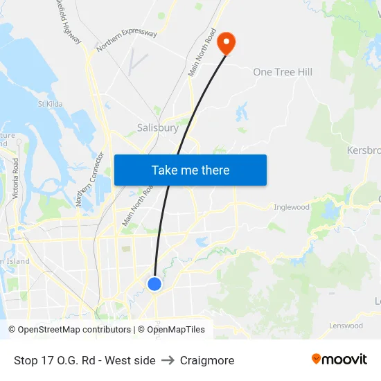 Stop 17 O.G. Rd - West side to Craigmore map