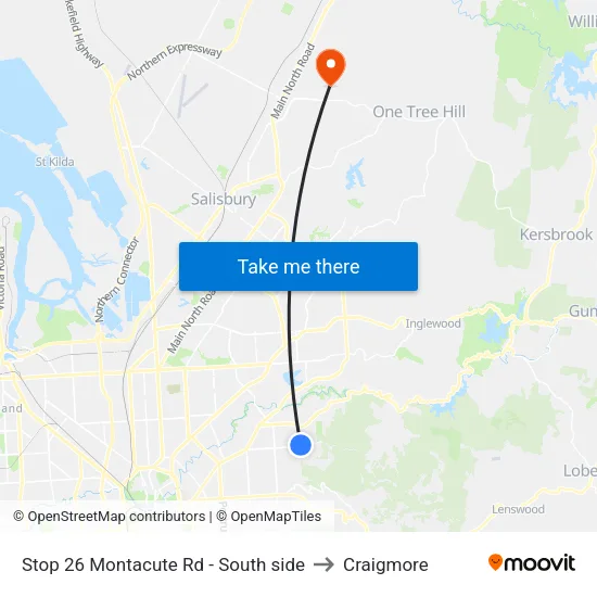 Stop 26 Montacute Rd - South side to Craigmore map