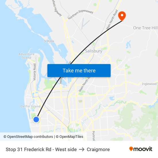 Stop 31 Frederick Rd - West side to Craigmore map