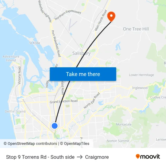 Stop 9 Torrens Rd - South side to Craigmore map