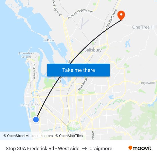 Stop 30A Frederick Rd - West side to Craigmore map