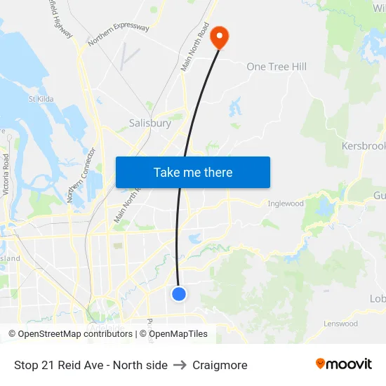 Stop 21 Reid Ave - North side to Craigmore map