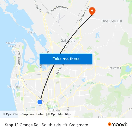 Stop 13 Grange Rd - South side to Craigmore map
