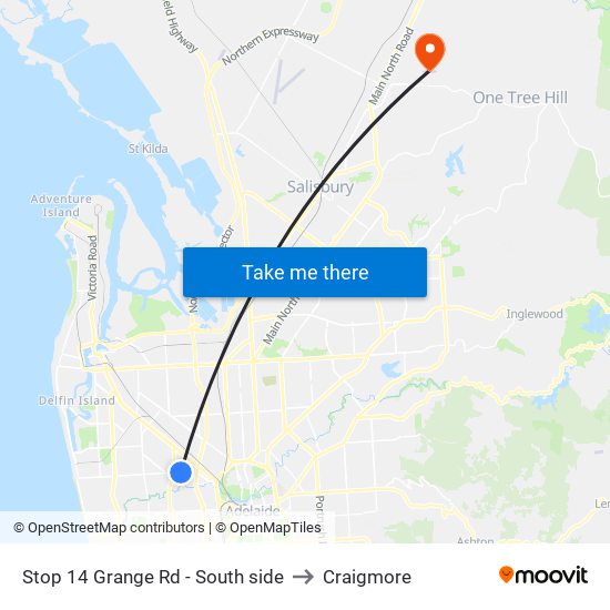 Stop 14 Grange Rd - South side to Craigmore map