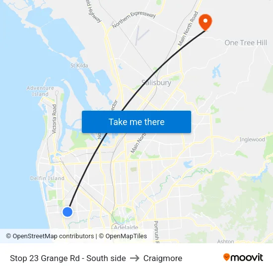 Stop 23 Grange Rd - South side to Craigmore map
