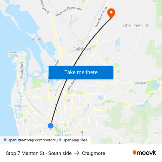 Stop 7 Manton St - South side to Craigmore map