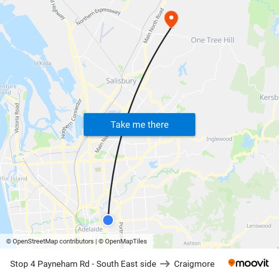 Stop 4 Payneham Rd - South East side to Craigmore map