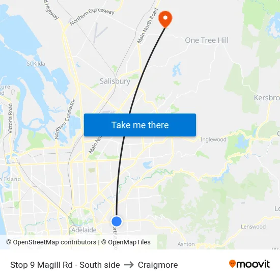 Stop 9 Magill Rd - South side to Craigmore map