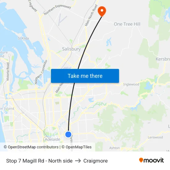 Stop 7 Magill Rd - North side to Craigmore map