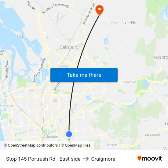 Stop 145 Portrush Rd - East side to Craigmore map