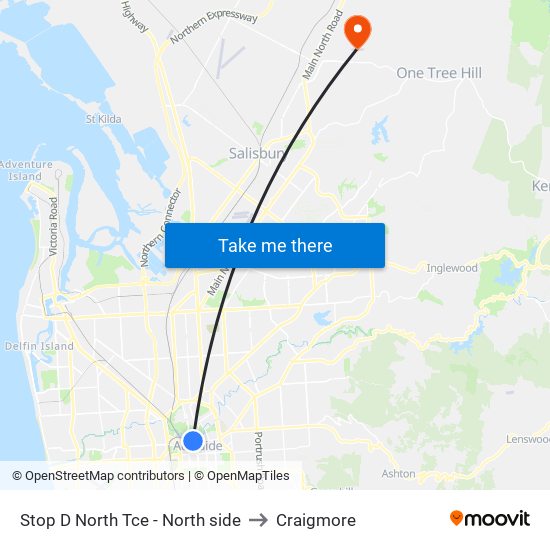 Stop D North Tce - North side to Craigmore map