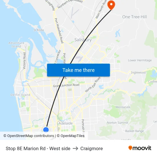 Stop 8E Marion Rd - West side to Craigmore map