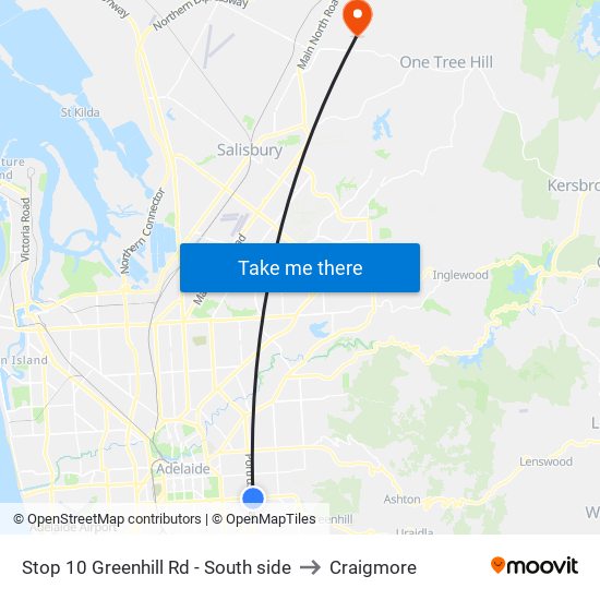 Stop 10 Greenhill Rd - South side to Craigmore map