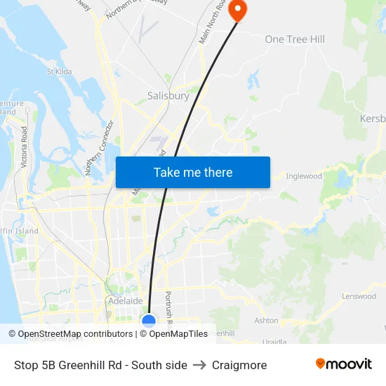 Stop 5B Greenhill Rd - South side to Craigmore map