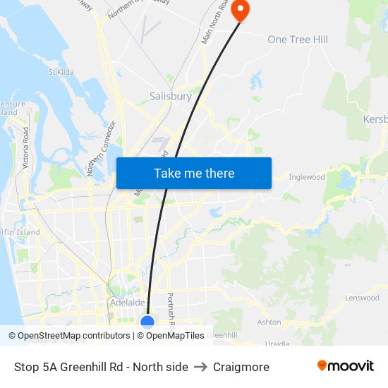 Stop 5A Greenhill Rd - North side to Craigmore map