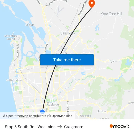 Stop 3 South Rd - West side to Craigmore map