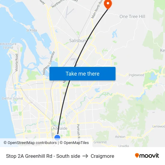 Stop 2A Greenhill Rd - South side to Craigmore map