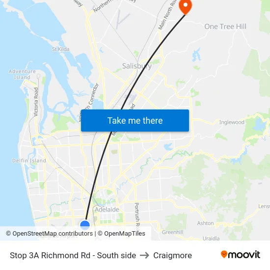 Stop 3A Richmond Rd - South side to Craigmore map