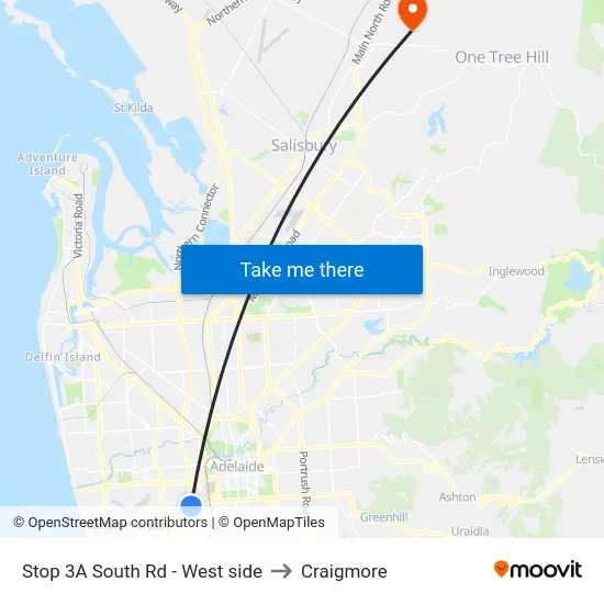 Stop 3A South Rd - West side to Craigmore map