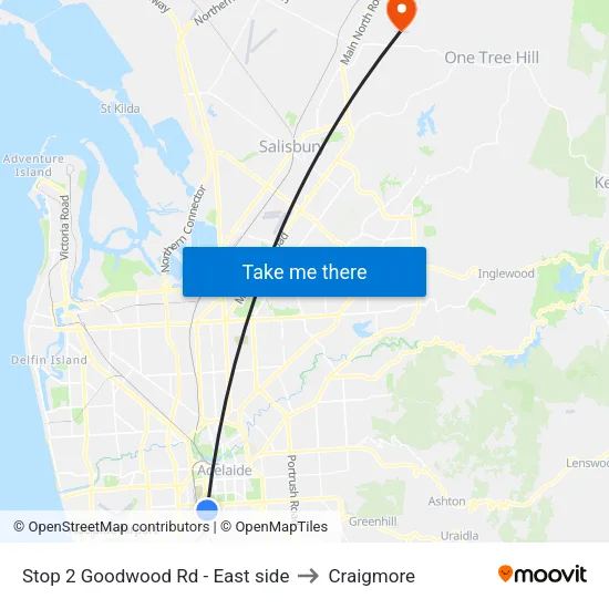 Stop 2 Goodwood Rd - East side to Craigmore map