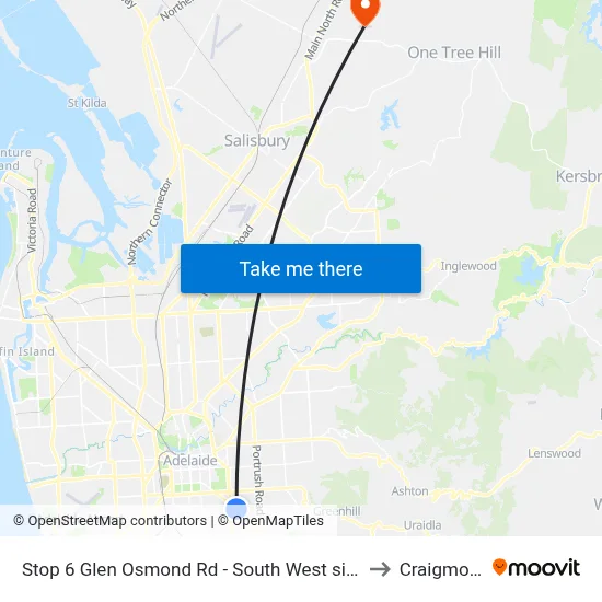 Stop 6 Glen Osmond Rd - South West side to Craigmore map