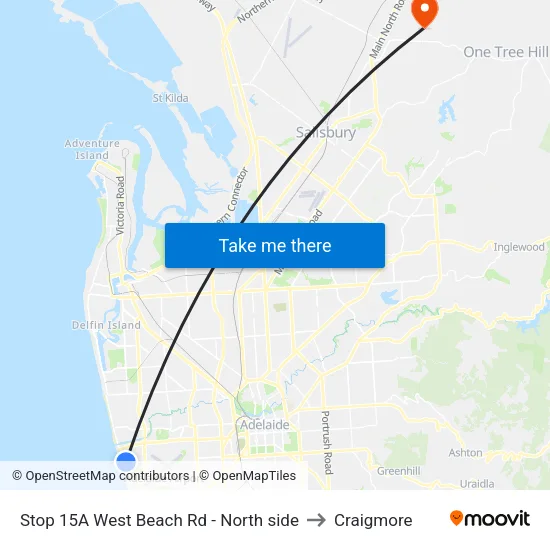 Stop 15A West Beach Rd - North side to Craigmore map