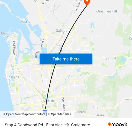 Stop 4 Goodwood Rd - East side to Craigmore map