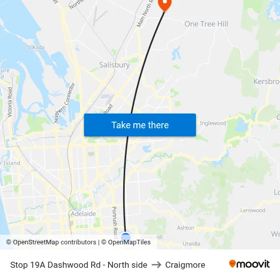 Stop 19A Dashwood Rd - North side to Craigmore map