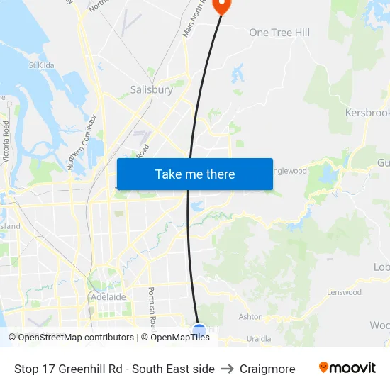 Stop 17 Greenhill Rd - South East side to Craigmore map