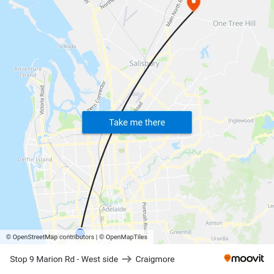Stop 9 Marion Rd - West side to Craigmore map