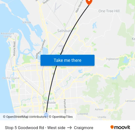 Stop 5 Goodwood Rd - West side to Craigmore map